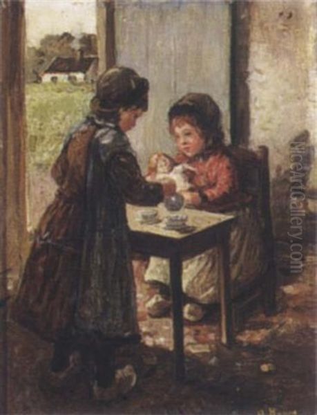 Teatime Oil Painting by Karel Alexander August Jan Boom