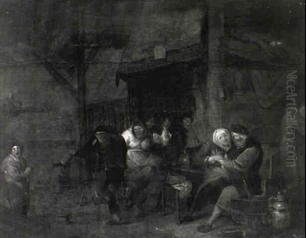 Peasants Drinking In A Tavern Oil Painting by Daniel Boone