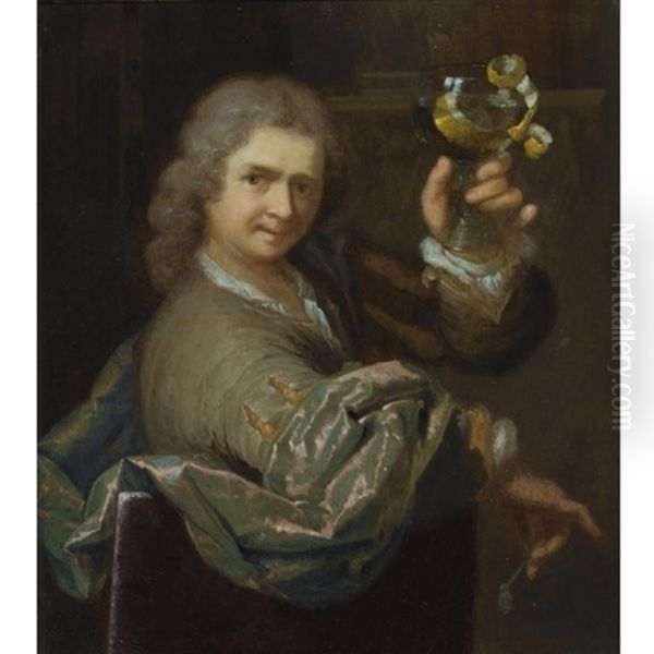 Portrait Of A Young Man Holding A Pipe And A Roemer With A Half-peeled Lemon by Arnold Boonen