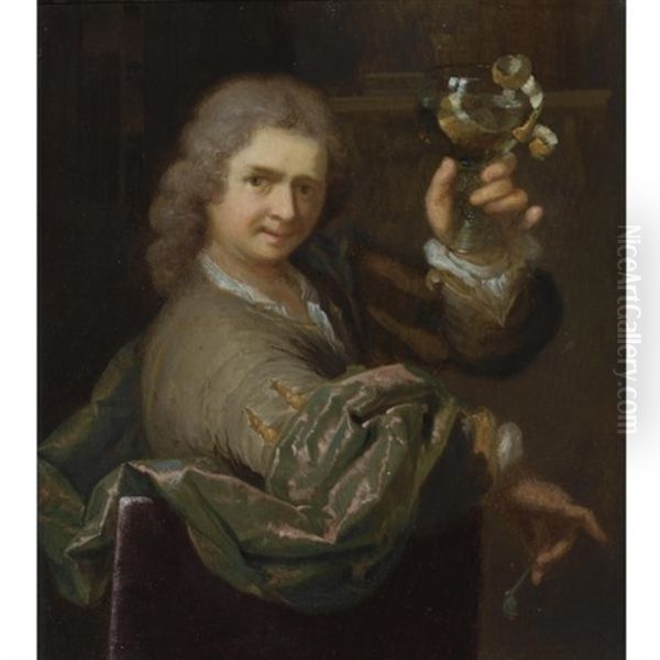 Portrait Of A Young Man Holding A Pipe And A Roemer With A Half-peeled Lemon Oil Painting by Arnold Boonen