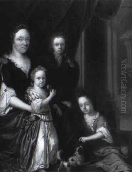 Portrait Of A Lady With Her Son And Daughters Oil Painting by Arnold Boonen