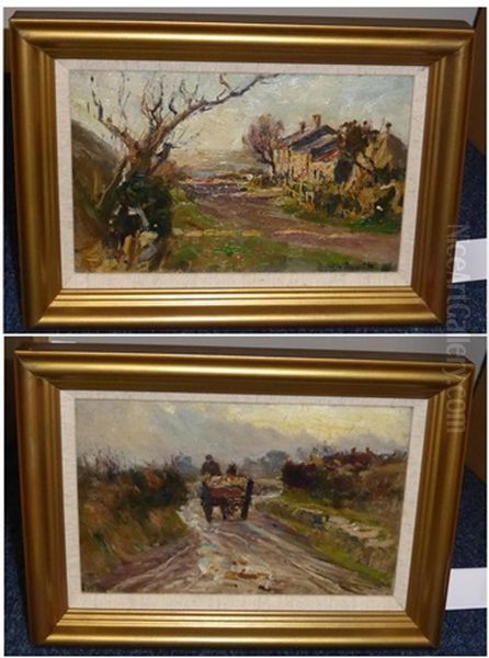 Road To Hackness Near Scarborough; Broxa, Near Scarborough (2 Works) Oil Painting by James William Booth