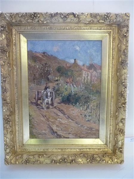 Horse And Cart, Near Runswick Cottages Oil Painting by James William Booth