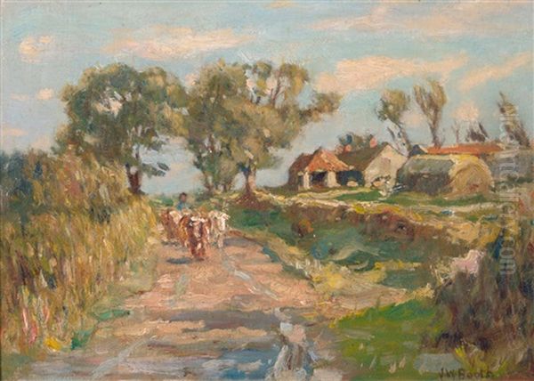 The Lane At Ellerby Oil Painting by James William Booth