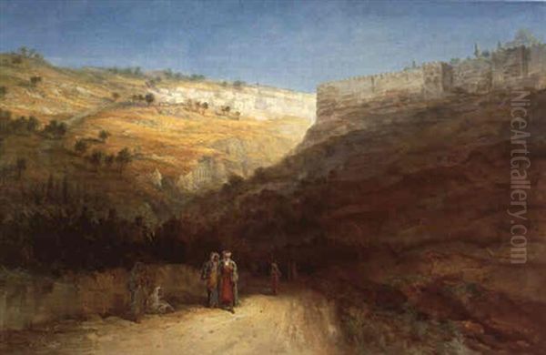 Promenade Devant Les Murs De Jerusalem Oil Painting by Samuel Lawson Booth