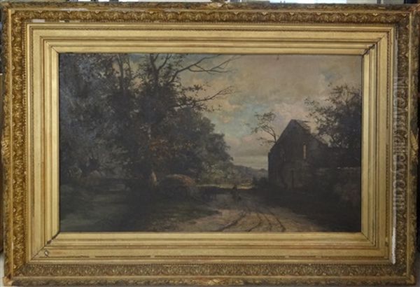 Paysage A La Fermiere Et A La Charrette Oil Painting by Leon Bopp du Pont