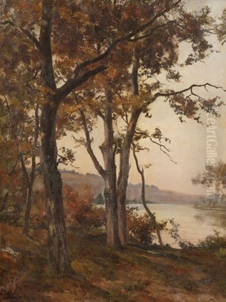 Arbres En Bord De Riviere Oil Painting by Leon Bopp du Pont