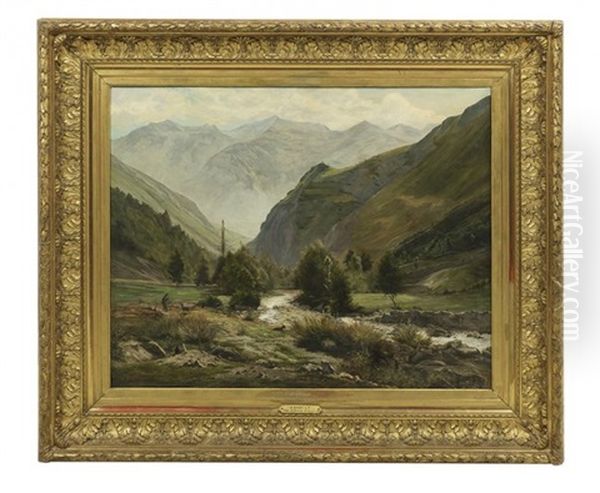 Vallee Du Bastan, Pyrenees Oil Painting by Jules Boquet