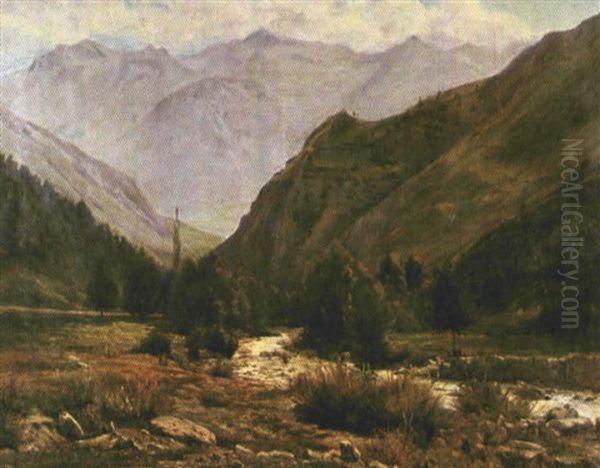 Paysage Dans Les Contreforts Des Pyrenees Oil Painting by Jules Boquet