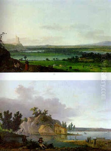 Landscape With A Rocky Island In A Lake by Pierre-Jean Boquet