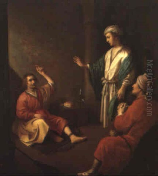 St. Joseph In Prison Explaining The Dream Of The Wine       Pourer Oil Painting by Paulus Bor