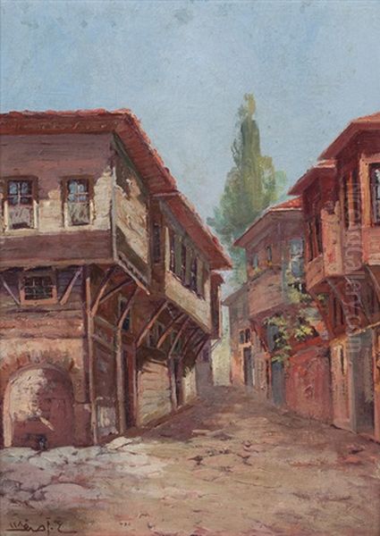 Uskudar'da Sokak Oil Painting by Osman Asaf Bora