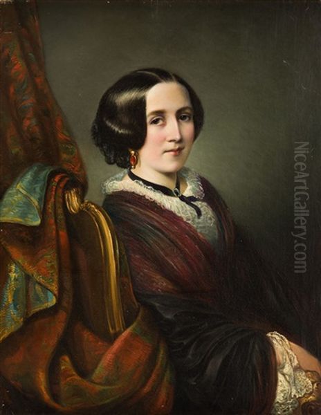 Portrait Of A Woman Oil Painting by Emil Boratynski