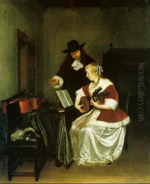 The Music Lesson Oil Painting by Gerard ter Borch the Elder