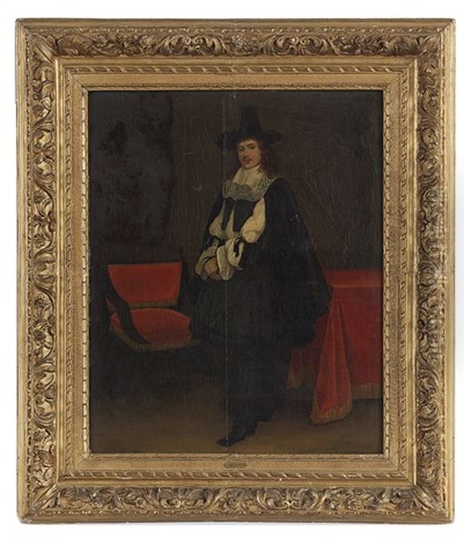 Portrait Of A Gentleman Standing In An Interior Oil Painting by Gerard ter Borch the Younger