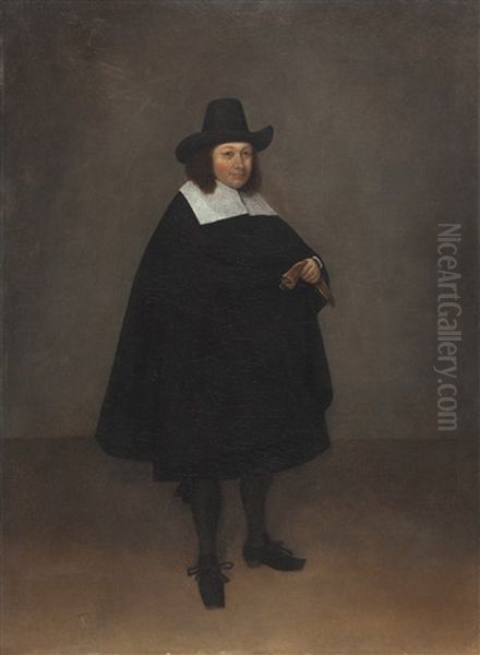 Bildnis Eines Herrn In Ganzer Figur, Seine Handschuhe In Der Linken Haltend Oil Painting by Gerard ter Borch the Younger