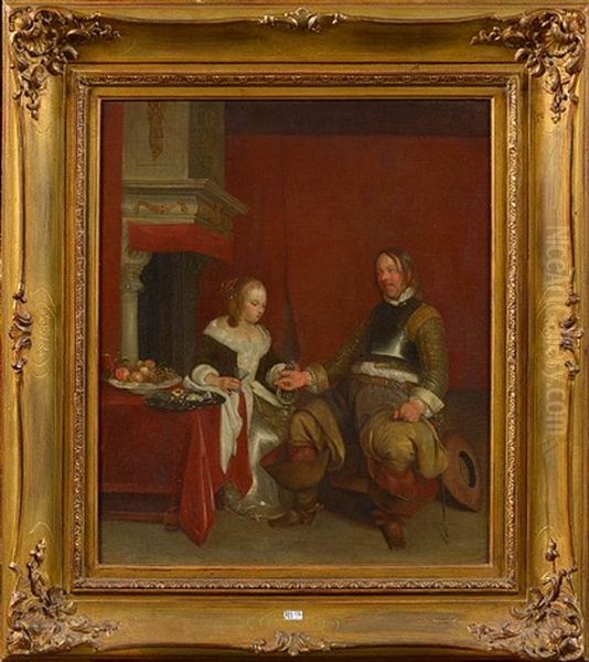 Le Galant Militaire Oil Painting by Gerard ter Borch the Younger