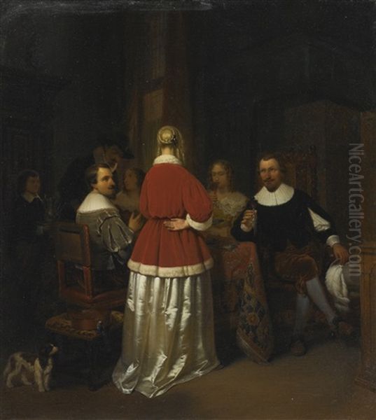 Figures In An Interior Oil Painting by Gerard ter Borch the Younger