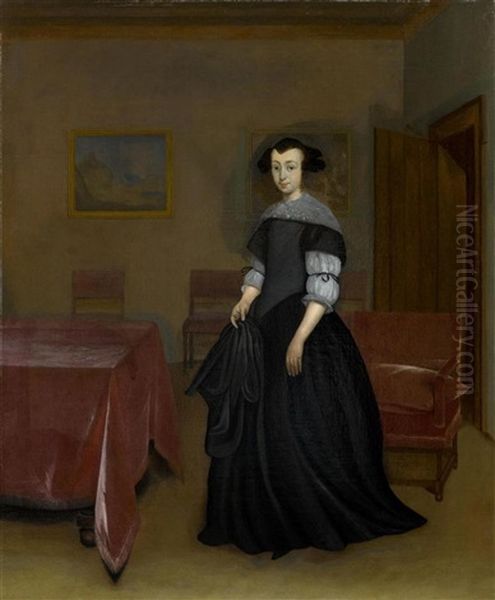 Portrat Einer Edlen Dame In Einem Interieur Oil Painting by Gerard ter Borch the Younger