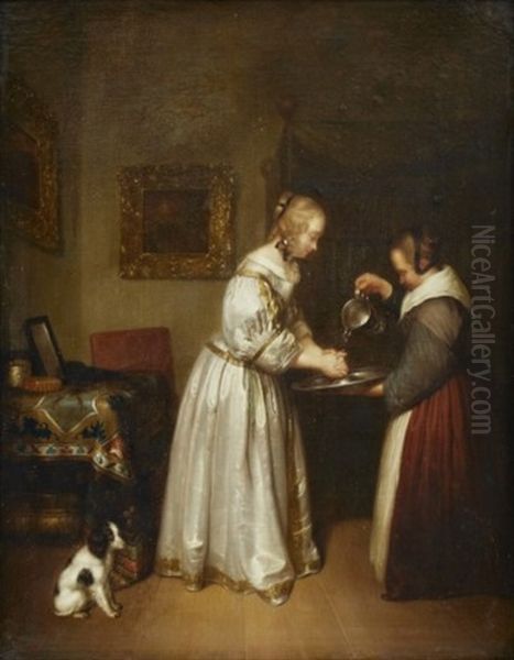 Interior Med Tva Kvinnor by Gerard ter Borch the Younger