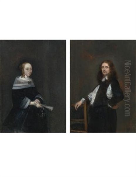 Portrait Of A Gentleman And Portrait Of A Lady (pair) Oil Painting by Gerard ter Borch the Younger