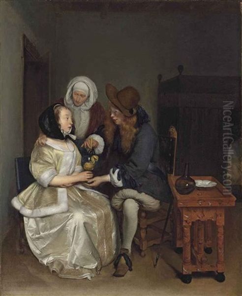 The Glass Of Lemonade Oil Painting by Gerard ter Borch the Younger