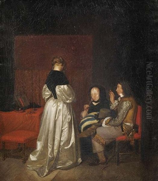 Die Vaterliche Ermahnung Oil Painting by Gerard ter Borch the Younger