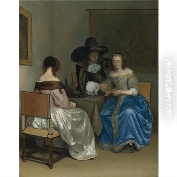 The Card Players Oil Painting by Gerard ter Borch the Younger