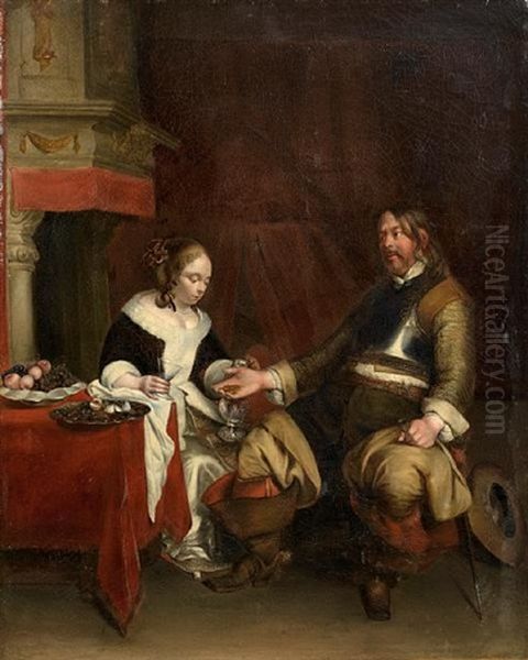 The Gallant Soldier Oil Painting by Gerard ter Borch the Younger