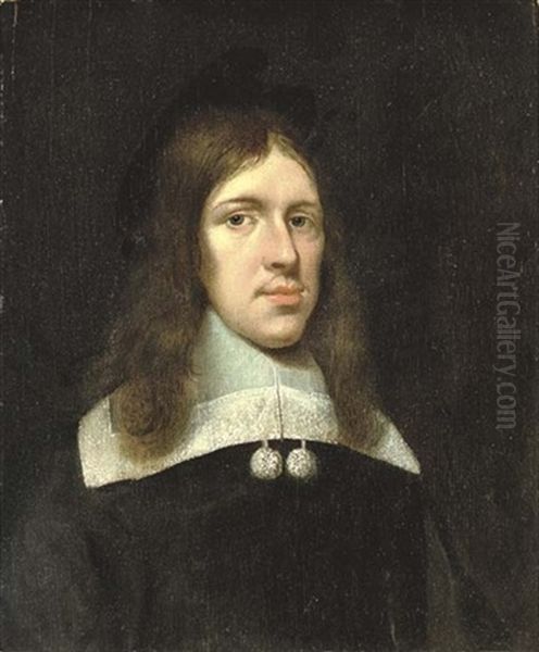 Portrait Of A Gentleman In White A Lace Collar Oil Painting by Gerard ter Borch the Younger