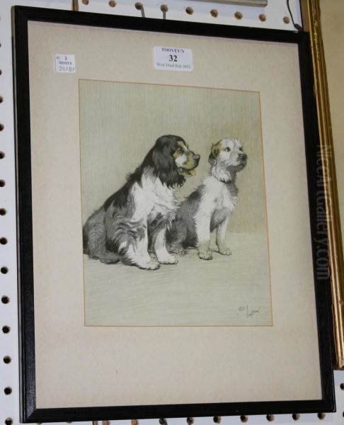 Terrier And Spaniel Oil Painting by Cecil Charles Aldin