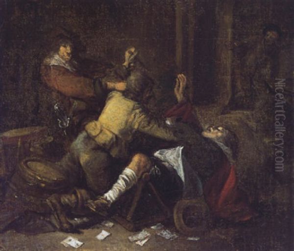 Rauferei Beim Kartenspiel Oil Painting by Gerard ter Borch the Younger