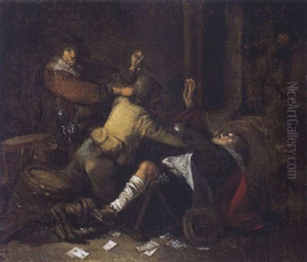 Rauferei Beim Kartenspiel Oil Painting by Gerard ter Borch the Younger