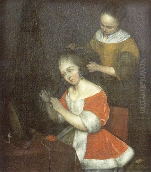 Femme A Sa Toilette Oil Painting by Gerard ter Borch the Younger