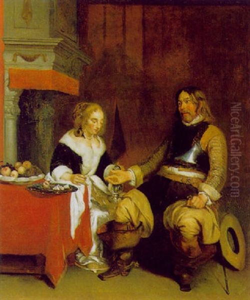 Der Galante Offizier Oil Painting by Gerard ter Borch the Younger