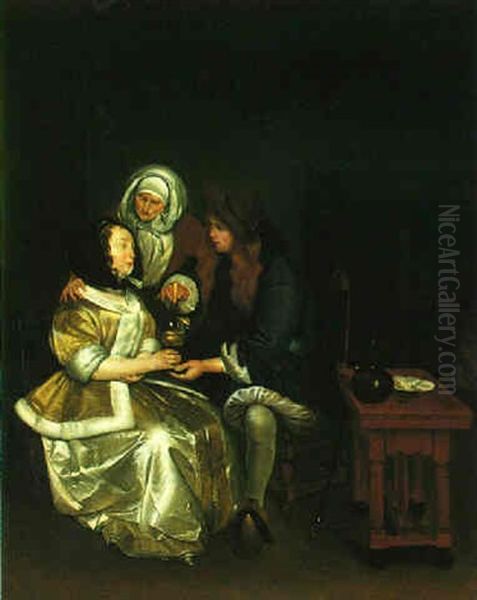 A Glass Of Lemonade Oil Painting by Gerard ter Borch the Younger