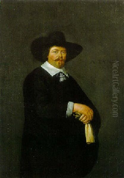 Portrait Of A Gentleman, In Dark Costume Oil Painting by Gerard ter Borch the Younger