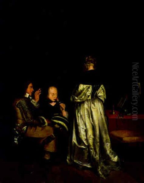 Parental Admonition Oil Painting by Gerard ter Borch the Younger