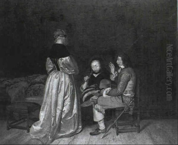 Interior With A Gentleman, Lady And Maidservant Oil Painting by Gerard ter Borch the Younger