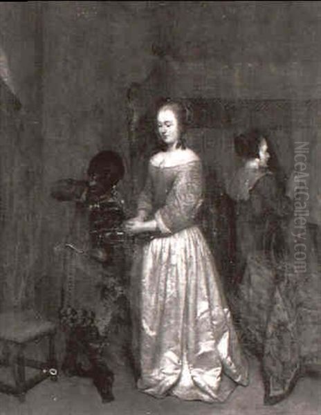 Jeune Femme A Sa Toilette Oil Painting by Gerard ter Borch the Younger