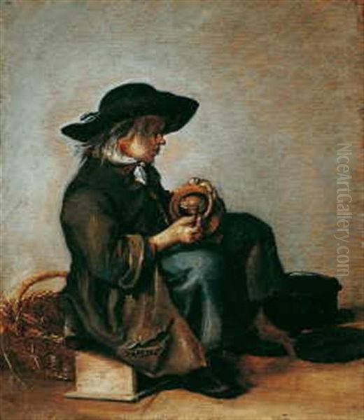 Ein Sitzender Junger Mann Oil Painting by Moses Ter Borch