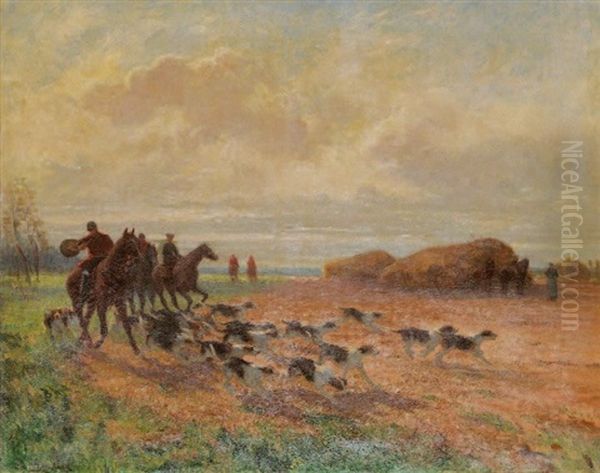 Chasse A Cours Oil Painting by Edmond Borchard