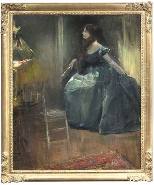 Interieur Mit Einer Dame In Abendgarderobe Oil Painting by Hans Borchardt