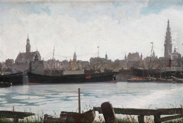 La Rade D'anvers Oil Painting by Hendrik Van Der Borcht