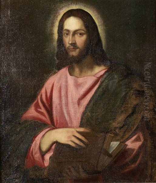 Christ As Salvator Mundi Oil Painting by Paris Bordone