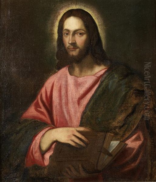 Christ As Salvator Mundi Oil Painting by Paris Bordone