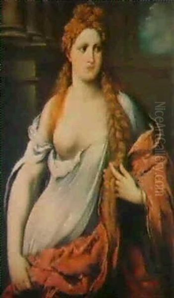 A Courtesan Oil Painting by Paris Bordone