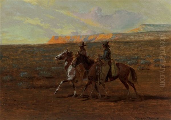 Two Cowboys Oil Painting by Edward Borein