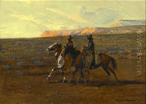 Two Cowboys Oil Painting by Edward Borein