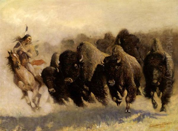 The Buffalo Hunt Oil Painting by Edward Borein